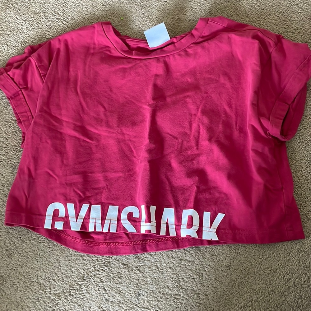 GYMSHARK WOMENS PINK CROPPED SHIRT, SIZE M, WORN TWICE
